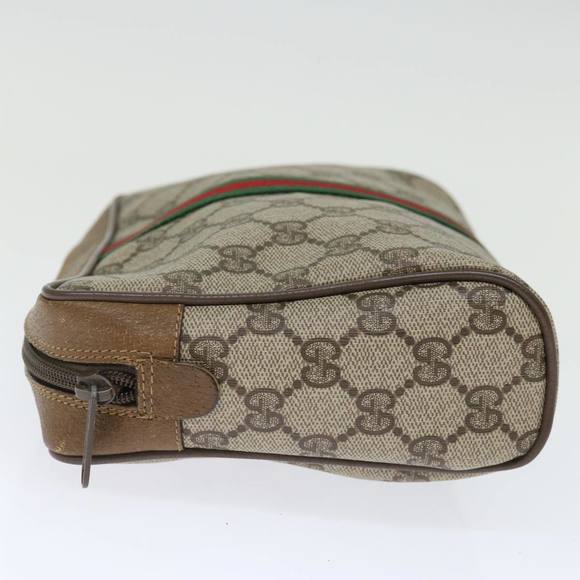 GUCCI GG Supreme Web Sherry Line Clutch Bag PVC Beige Red 89 01 012 Auth th4807 - Picture 3 of 16